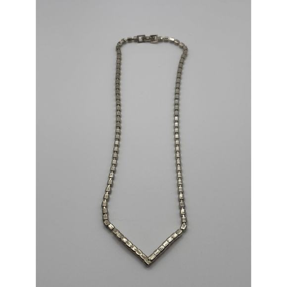 VTG Vintage Rhinestone Necklace Clear Pink J1-3027 - Picture 5 of 11